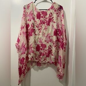Pink Floral Blouse Large
